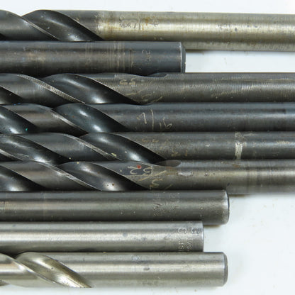 3/8", 25/64", 13/32", 7/16", 15/32", 1/2", 33/64" HSS Twist Drill Bit Lot of 9