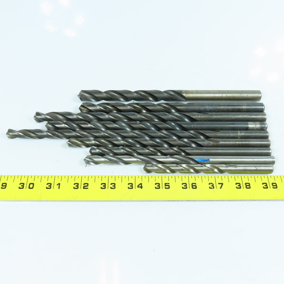 3/8", 25/64", 13/32", 7/16", 15/32", 1/2", 33/64" HSS Twist Drill Bit Lot of 9