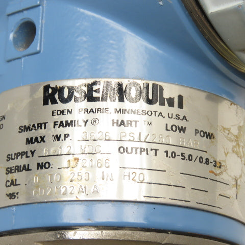Rosemount CD2M22A1A Flow Meter 3626PSI 0-250" H2O 1/4" NPT 6-12VDC
