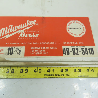 Milwaukee 49-92-5410 10-1/8" Abrasive Cutoff Wheel For Masonry 3/4" Arbor