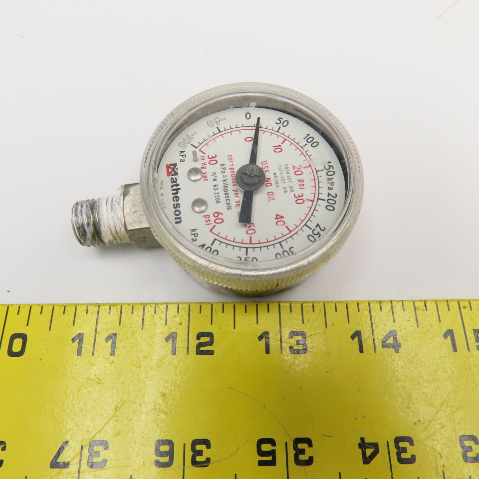 Matheson 63-2206 60PSI 30"Hg Vacuum 400kPa Pressure Gauge 1/4" NPT Lot Of 7
