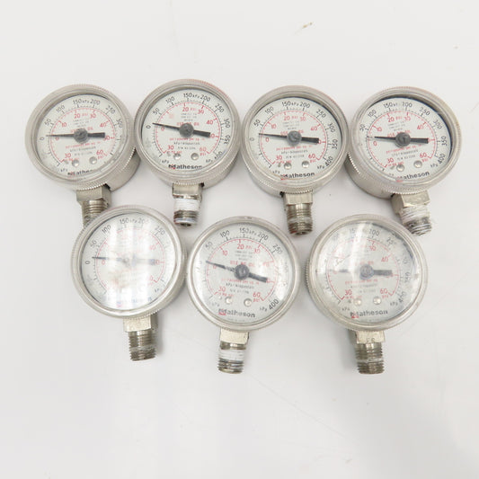 Matheson 63-2206 60PSI 30"Hg Vacuum 400kPa Pressure Gauge 1/4" NPT Lot Of 7