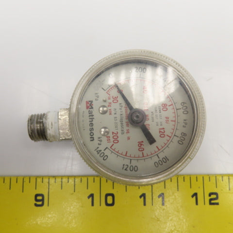 Matheson 63-2207 200PSI -30"Hg Vacuum 1400kPa Pressure Gauge  1/4" NPT