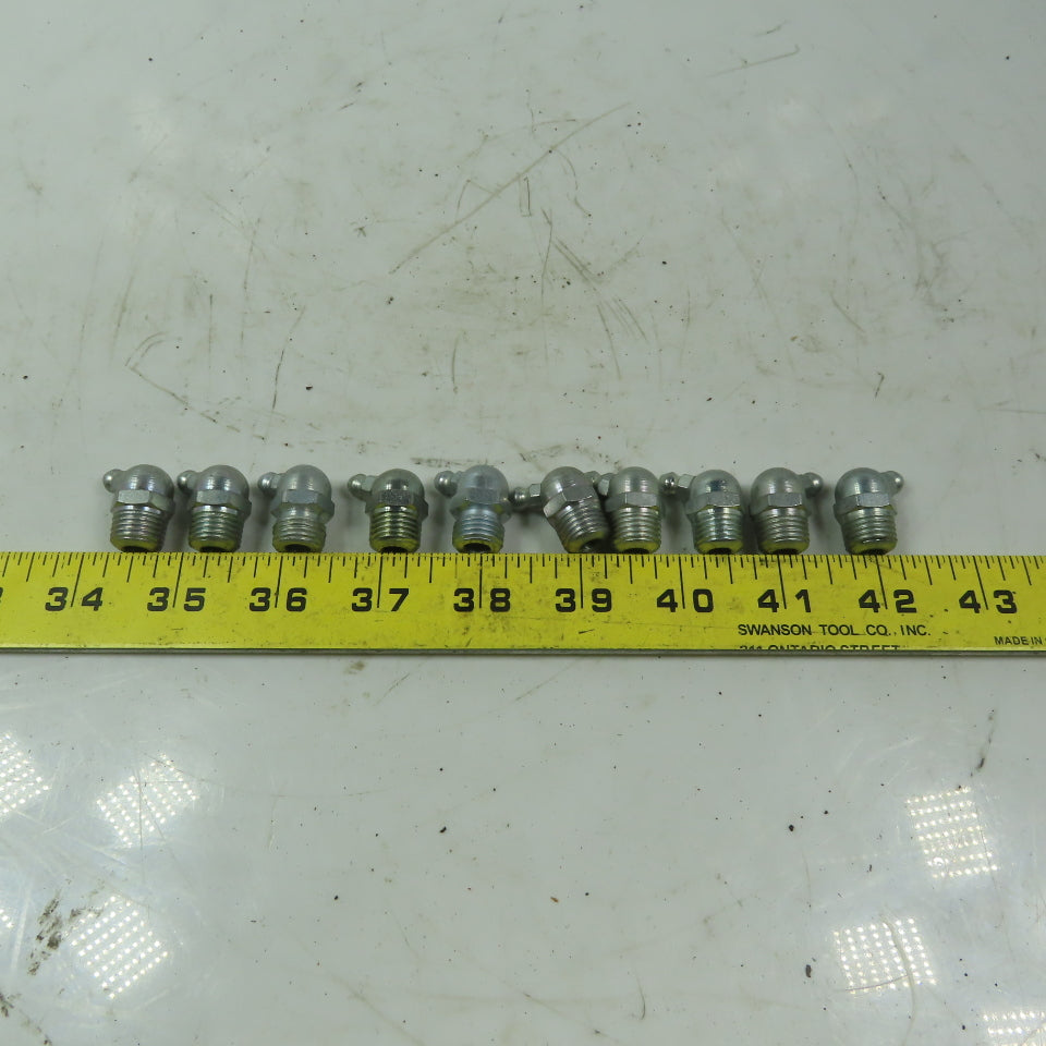 1/4" NPT 45° Grease Fitting Zerk Grease Nipple Lot Of 10