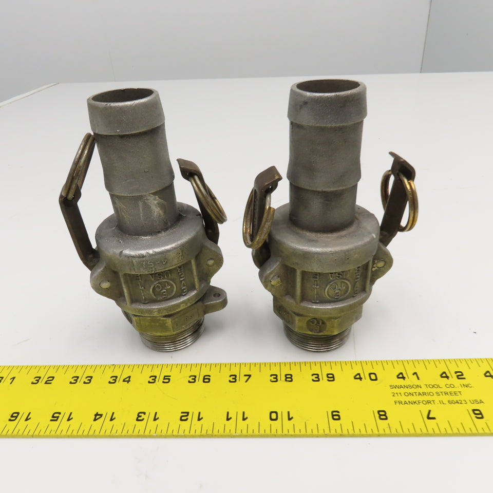 Ever-Tite 1-1/2" Cam Lock Male Hose Barb x 1-1/2" Male Coupling Lot Of 2