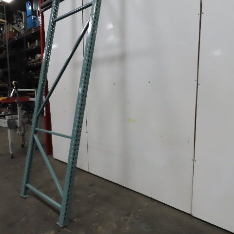 42" x 16' x 3"x3" Teardrop Pallet Racking Upright Leg 22,900 lbs Capacity NEW   Welded GREEN