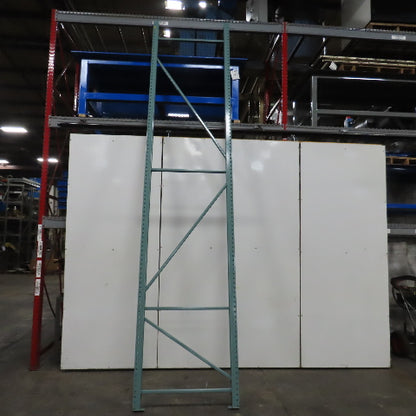 42" x 16' x 3"x3" Teardrop Pallet Racking Upright Leg 22,900 lbs Capacity NEW   Welded GREEN