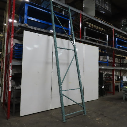 42" x 16' x 3"x3" Teardrop Pallet Racking Upright Leg 22,900 lbs Capacity NEW   Welded GREEN