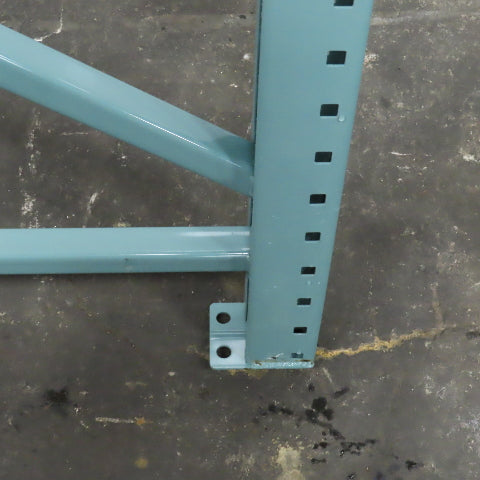 42" x 16' x 3"x3" Teardrop Pallet Racking Upright Leg 22,900 lbs Capacity NEW   Welded GREEN