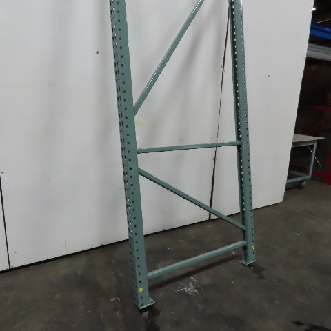 42" x 12' x 3"x3" Teardrop Pallet Racking Upright Leg 22,900 lbs Capacity NEW   Welded GREEN