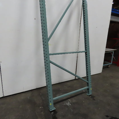 42" x 12' x 3"x3" Teardrop Pallet Racking Upright Leg 22,900 lbs Capacity NEW   Welded GREEN