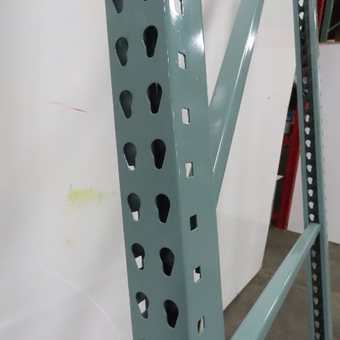 42" x 12' x 3"x3" Teardrop Pallet Racking Upright Leg 22,900 lbs Capacity NEW   Welded GREEN