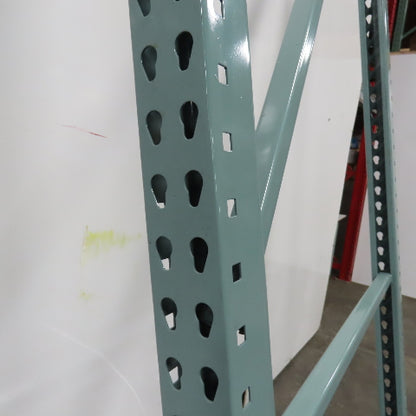 42" x 12' x 3"x3" Teardrop Pallet Racking Upright Leg 22,900 lbs Capacity NEW   Welded GREEN