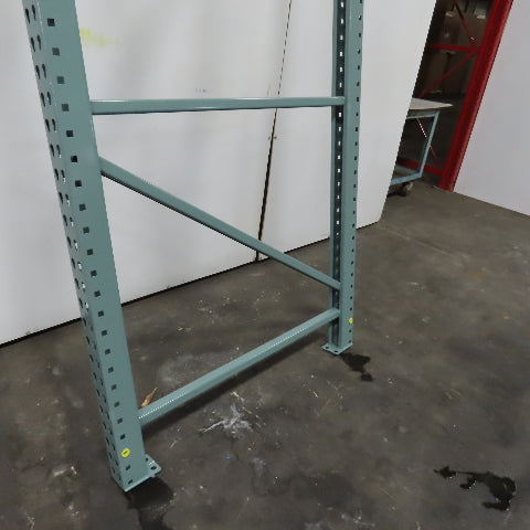 42" x 12' x 3"x3" Teardrop Pallet Racking Upright Leg 22,900 lbs Capacity NEW   Welded GREEN