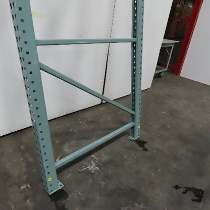 42" x 12' x 3"x3" Teardrop Pallet Racking Upright Leg 22,900 lbs Capacity NEW   Welded GREEN