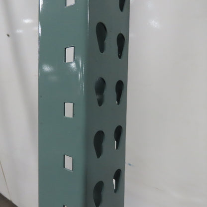 42" x 12' x 3"x3" Teardrop Pallet Racking Upright Leg 22,900 lbs Capacity NEW   Welded GREEN
