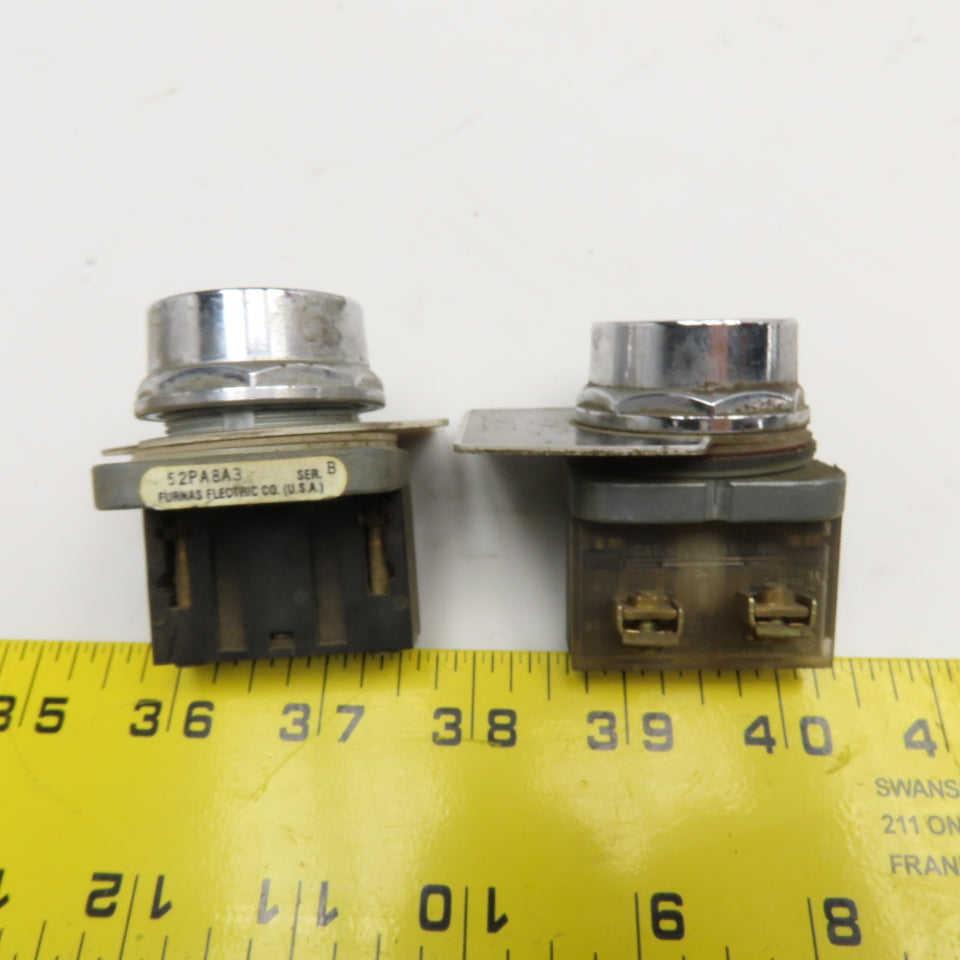 Furnas 52PA8A3 Push Button Momentary Contact Green Button 600V Lot Of 2