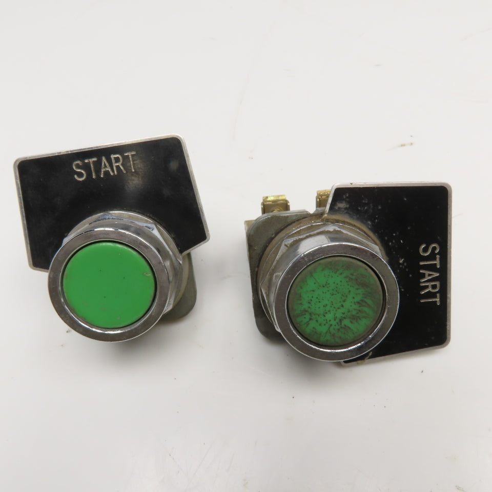 Furnas 52PA8A3 Push Button Momentary Contact Green Button 600V Lot Of 2