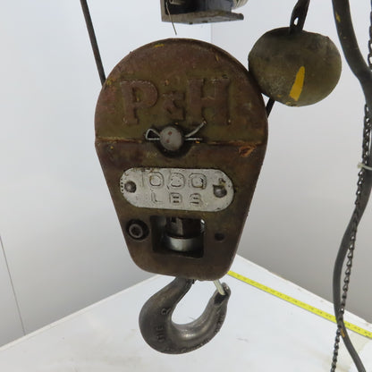 P&H Ziplift 1/2 Ton Electric Wire Rope Hoist 15' Lift 20FPM 480V 3PH W/Trolley