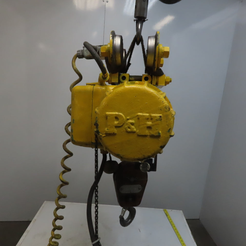 P&H Ziplift 1/2 Ton Electric Wire Rope Hoist 15' Lift 20FPM 480V 3PH W/Trolley