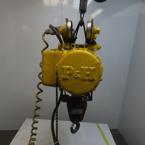 P&H Ziplift 1/2 Ton Electric Wire Rope Hoist 15' Lift 20FPM 480V 3PH W/Trolley