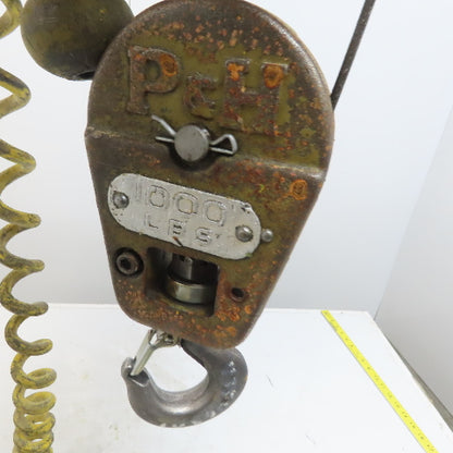 P&H Ziplift 1/2 Ton Electric Wire Rope Hoist 15' Lift 20FPM 480V 3PH W/Trolley
