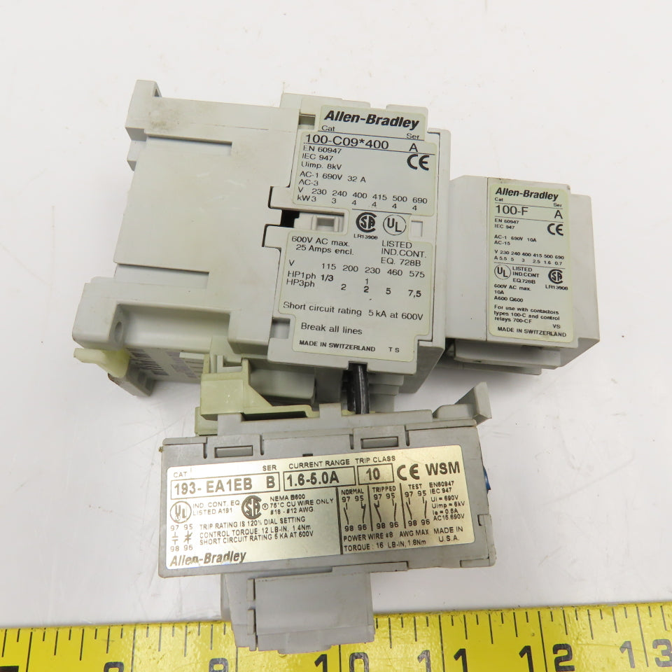 Allen Bradley 100-C09D400 193-EA1EB Contactor Relay 600V 7.5Hp 1.6-5.0A Trip