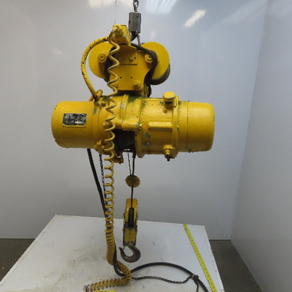 P & H ZipLift 1/2 Ton Electric Hoist 15' Wire Rope Lift 480V 3Hp W/Push Trolley