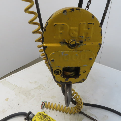 P & H ZipLift 1/2 Ton Electric Hoist 15' Wire Rope Lift 480V 3Hp W/Push Trolley