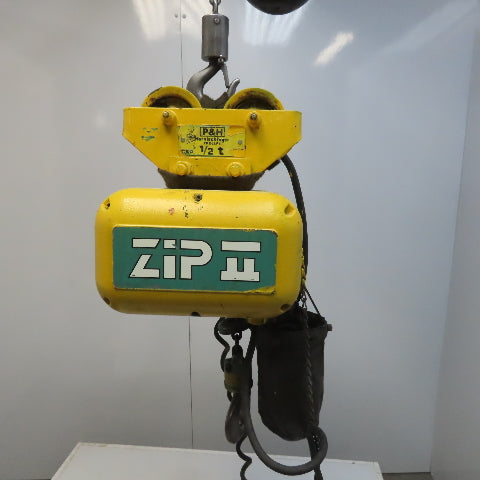 P & H A226-11 1/2 Ton Electric Chain Hoist 20'  Lift 480V 3Hp W/Push Trolley