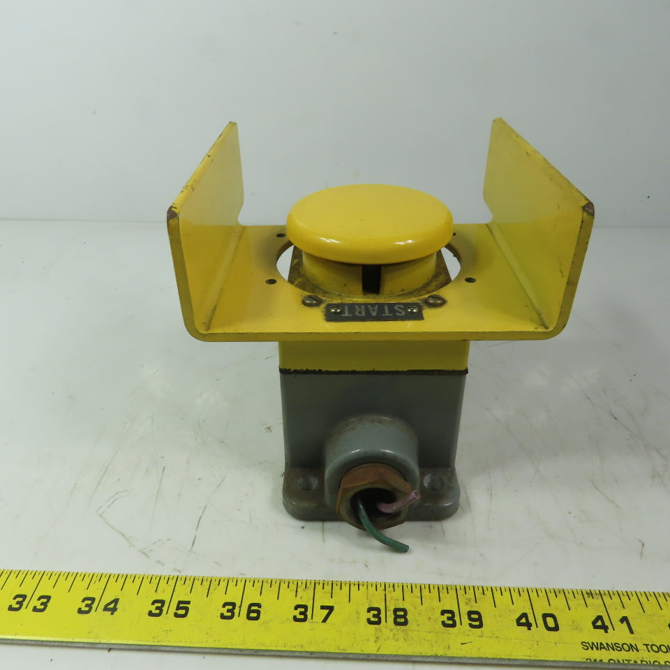 Allen Bradley 800P-S2YG2A Ser. E Palm-Operated Push Button W/ Guard & Enclosure