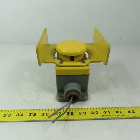 Allen Bradley 800P-S2YG2A Ser. E Palm-Operated Push Button W/ Guard & Enclosure