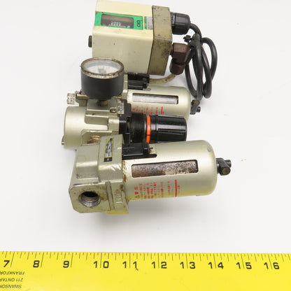SMC AF30-03 APE-8T-3N 3/8" NPT Filter Regulator Lubricator W/ Pressure Switch