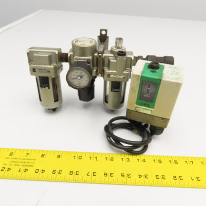 SMC AF30-03 APE-8T-3N 3/8" NPT Filter Regulator Lubricator W/ Pressure Switch