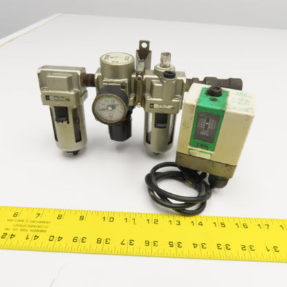 SMC AF30-03 APE-8T-3N 3/8" NPT Filter Regulator Lubricator W/ Pressure Switch