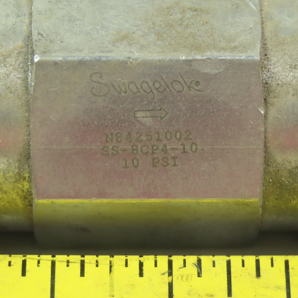 Swagelok SS-8CP4-10 Fixed Pressure 10 psig Poppet Check Valve 1/2" NPT
