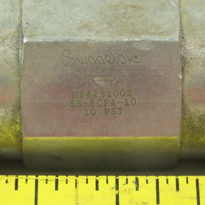Swagelok SS-8CP4-10 Fixed Pressure 10 psig Poppet Check Valve 1/2" NPT