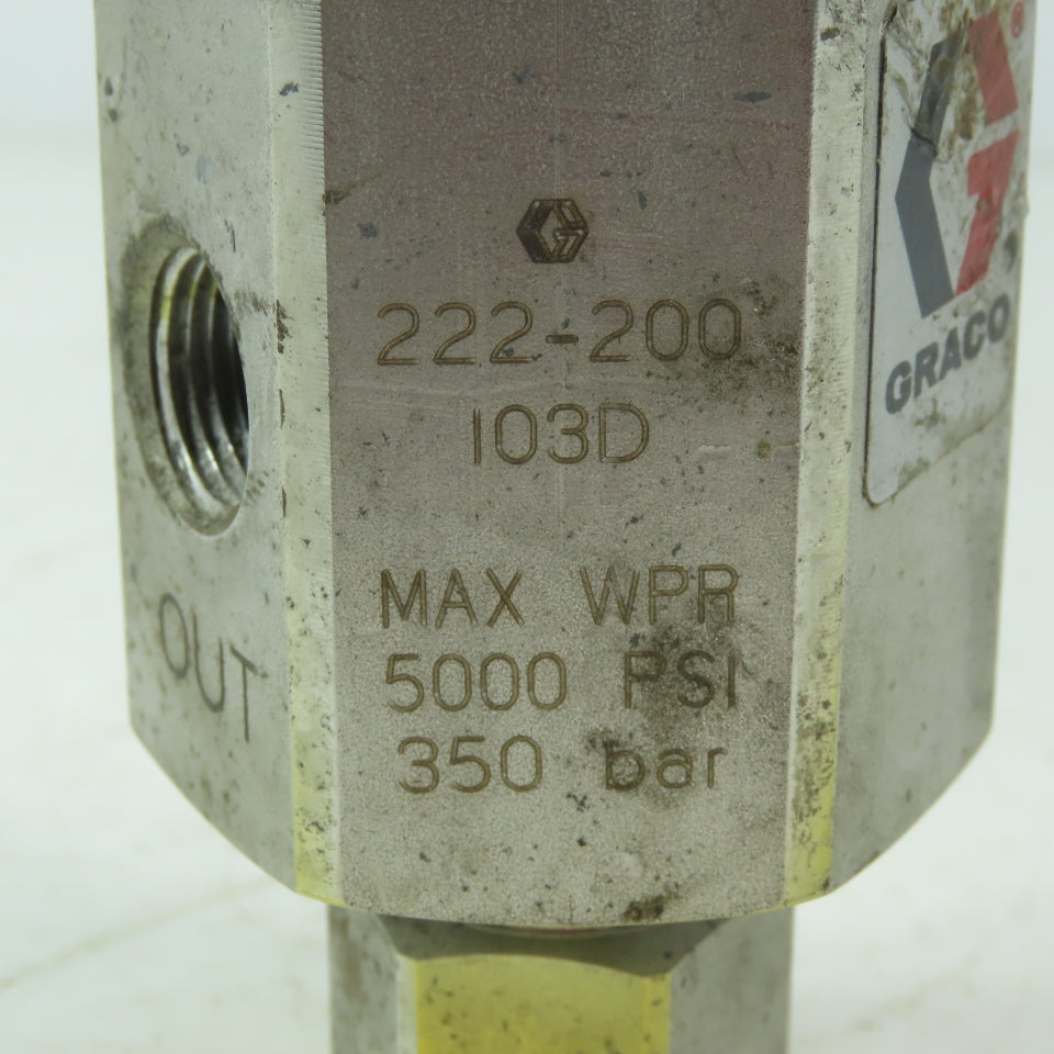 Graco 222-200 L03D Back Pressure Valve 500PSI
