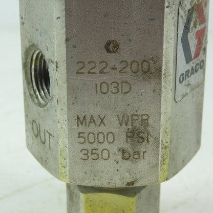Graco 222-200 L03D Back Pressure Valve 500PSI