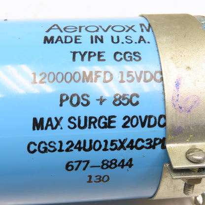 Aerovox CGS124U015X4C3PL 120000MFC 15VDC Capacitor
