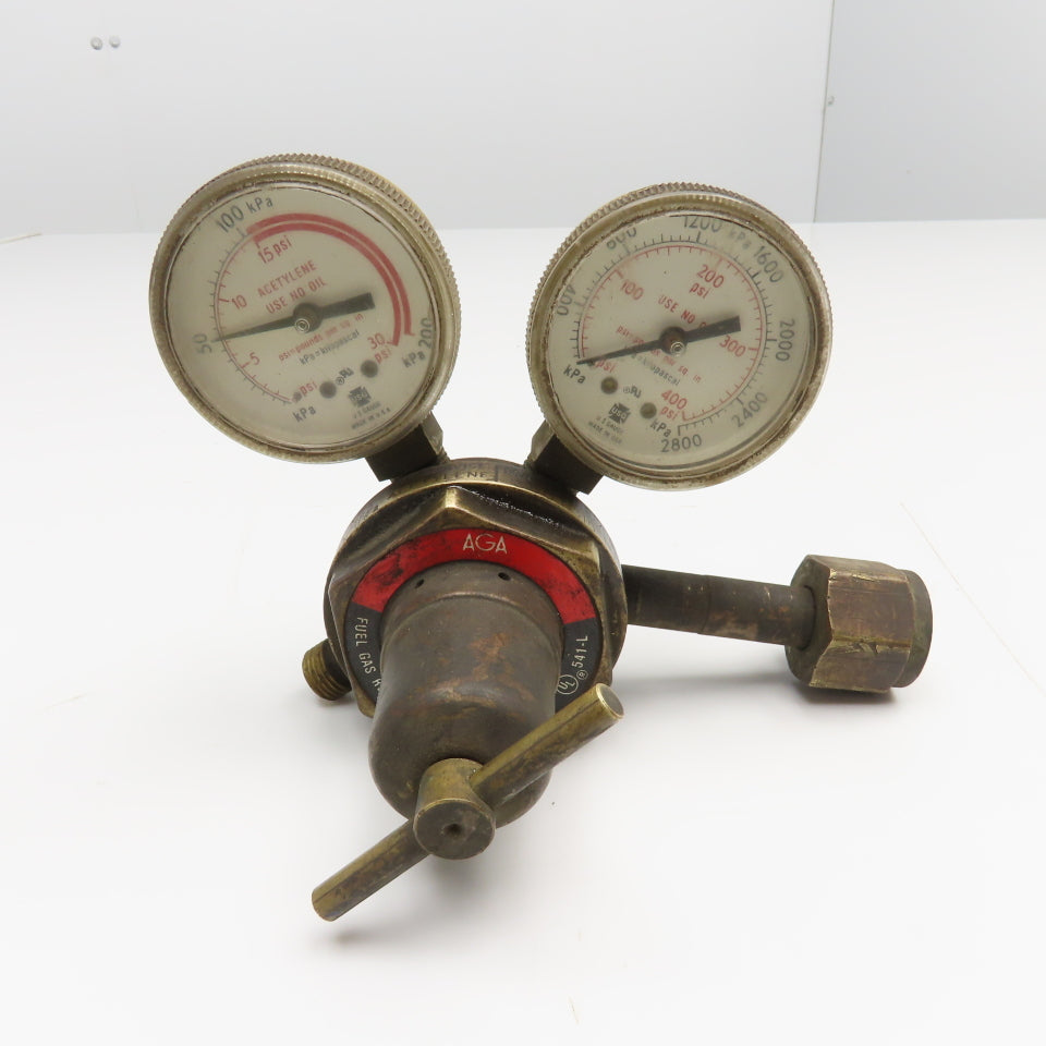 AGA 250-15-300 Single Stage Compressed Gas Acetylene Regulator 350PSI ...