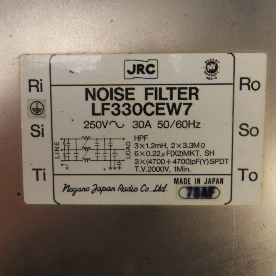 JRC LF330CEW7 250VAC 30A 50/60HZ Noise Filter