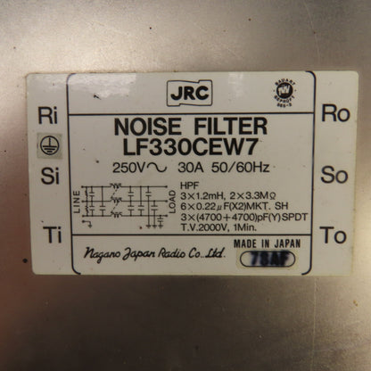 JRC LF330CEW7 250VAC 30A 50/60HZ Noise Filter