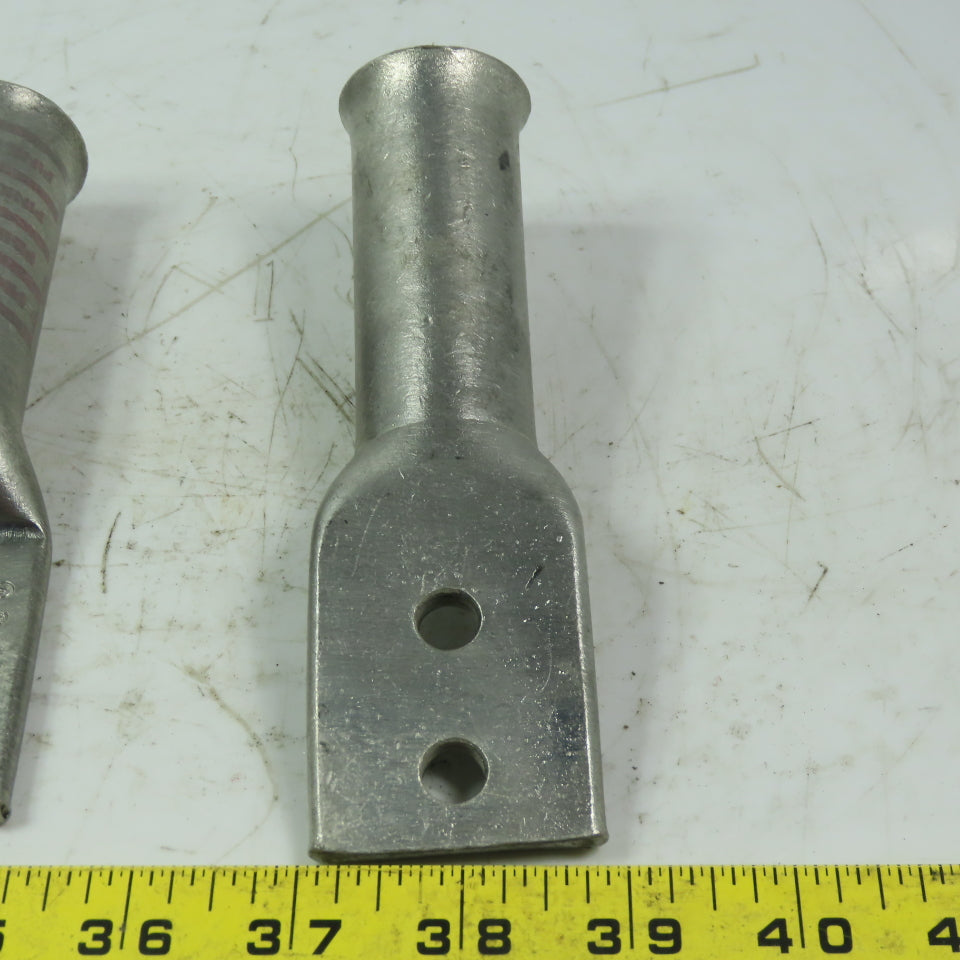 Burndy YA38-2N-FXB COPPER COMPRESSION LUG 2 HOLE 535.3 KCMIL Pink Lot of 2