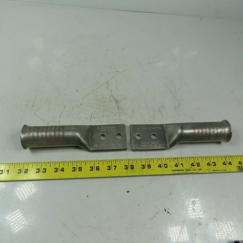 Burndy YA38-2N-FXB COPPER COMPRESSION LUG 2 HOLE 535.3 KCMIL Pink Lot of 2