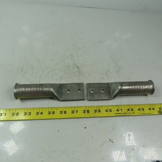 Burndy YA38-2N-FXB COPPER COMPRESSION LUG 2 HOLE 535.3 KCMIL Pink Lot of 2