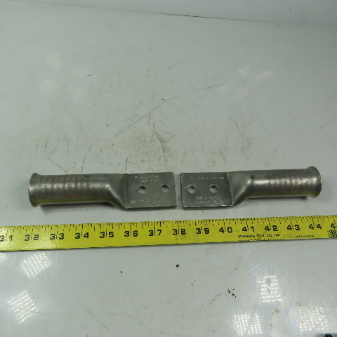 Burndy YA38-2N-FXB COPPER COMPRESSION LUG 2 HOLE 535.3 KCMIL Pink Lot of 2