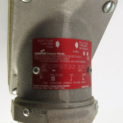 Crouse-Hinds CPS732 301 Delayed Action Arktite Receptacle 230/460V 1/3HP 7/30A