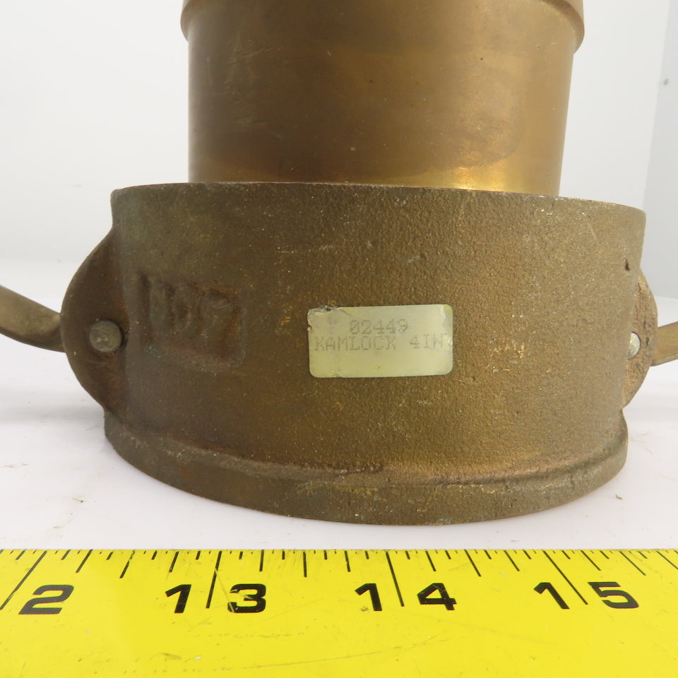 40C 4" Female x 4" Male Brass Camlock Hose Shank Coupler Adapter