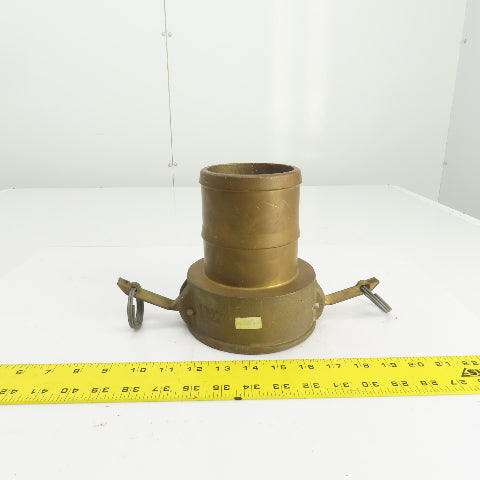 40C 4" Female x 4" Male Brass Camlock Hose Shank Coupler Adapter